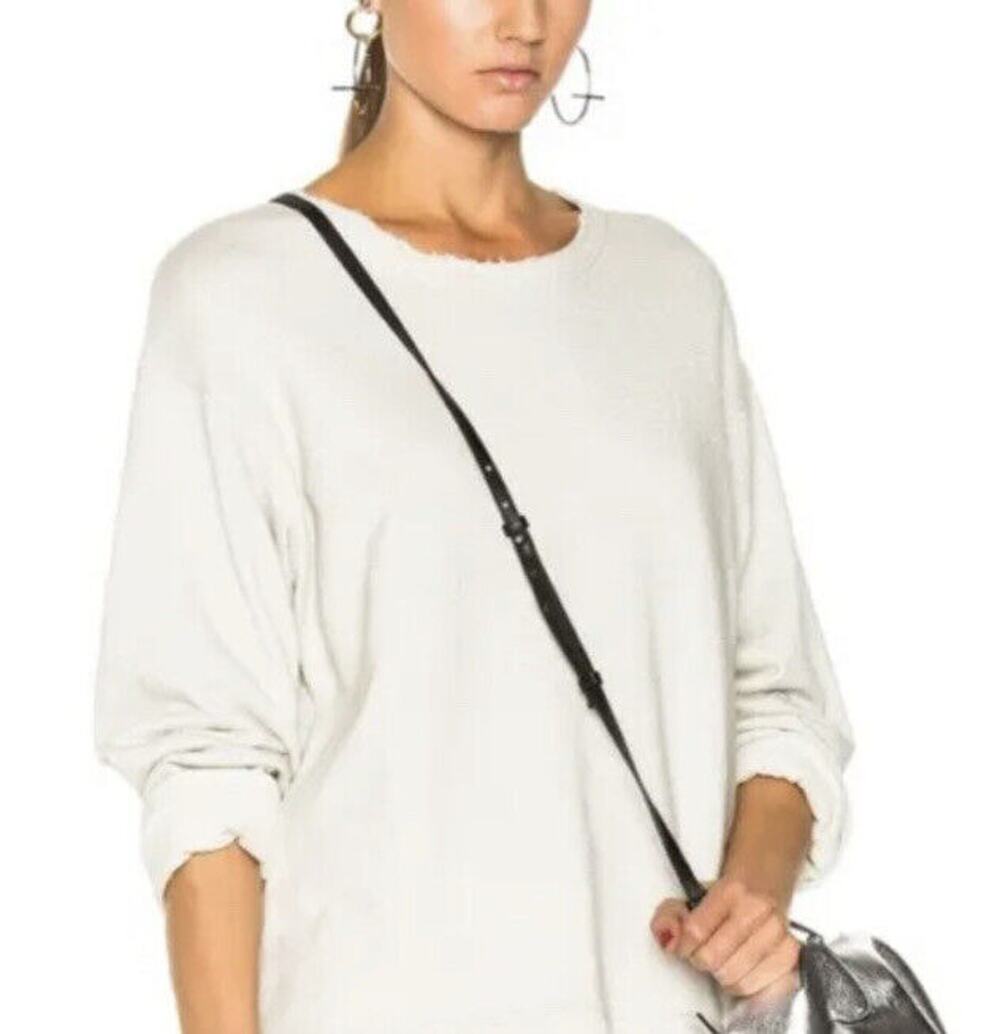 RtA Womens Crewneck Distressed Oversized Sweatshirt Size XS in Ivory Pullover